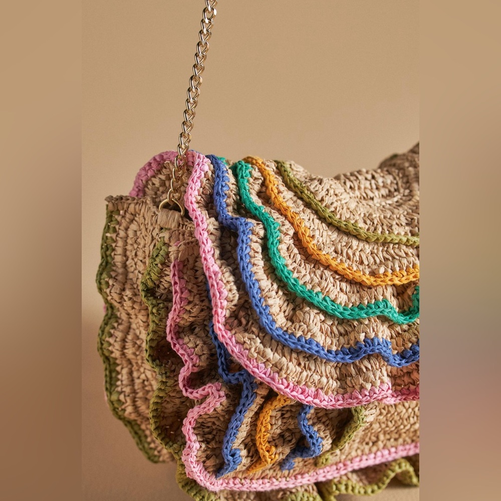 NWT Anthropologie Multicolor Ruffle Clutch - Picture 2 of 3